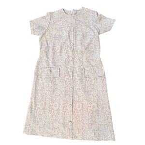 Vintage 1960s Mod Sheath GoGo Dress Size Large Textured‎ Floral Tiffany Blue EUC